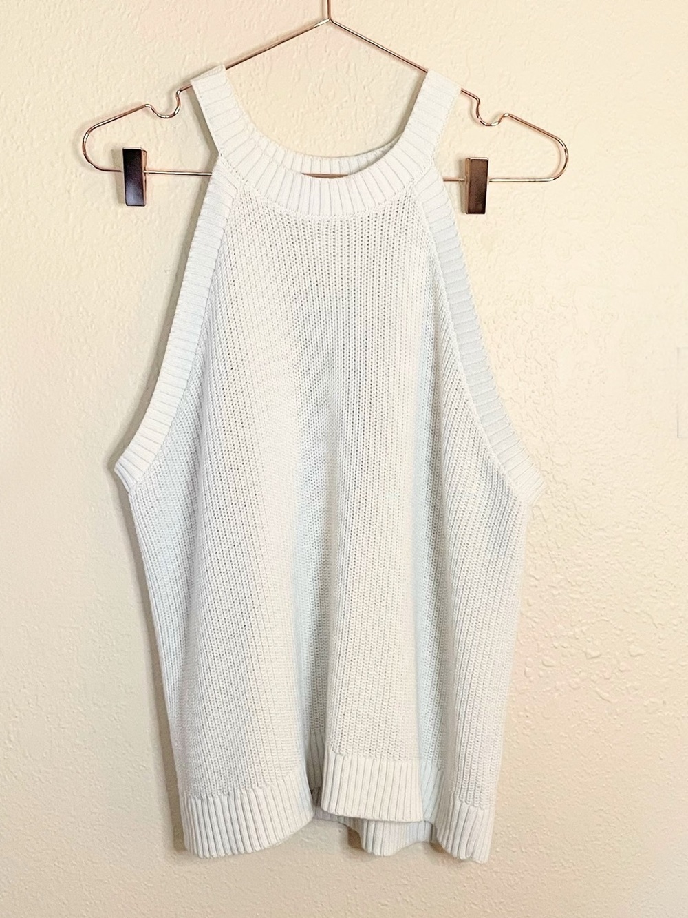 Old Navy Shaker Knit Halter Sweater Tank XL Calla Lily